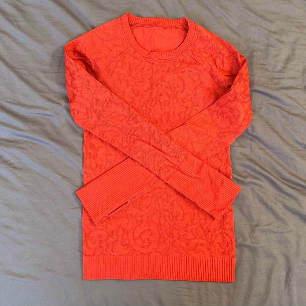 Lululemon Rest Less orange long sleeve